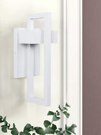 LamQee Outdoor Wall Lights Modern Exterior Lighting Fixtures, 3000K Integrated LED Outdoor Wall Sconce Lighting, Matte White Outside Wall Mount Lights for House Front Door Porch Garage Patio 1 Pack