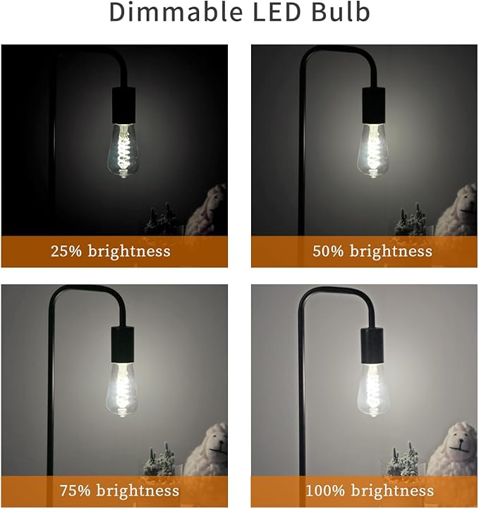 6 PCS ST58 (ST19) LED Edison Bulbs, Dimmable Vintage Antique LED Filament Light Bulbs, 6W Equivalent 60 Watt, Daylight 5000K, 600 Lumens, E26 Base, Clear Plastic