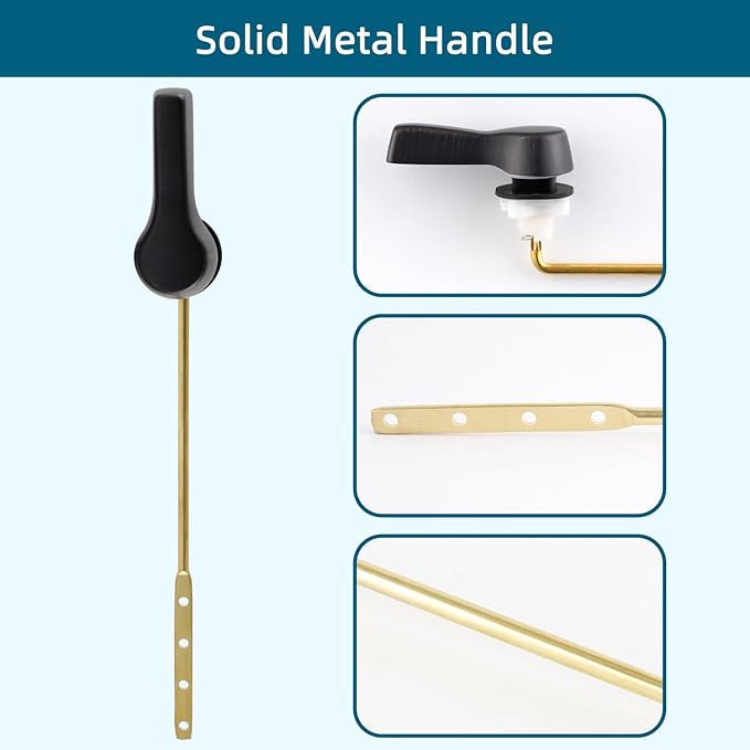 Hygie Rinse 2PCS Metal Toilet Handle Lever Flush Replacement, Universal Front Mount Toilet Handle with Stainless Steel Flapper Chains, Toilet Repair Kit, Oil Rubbed Bronze
