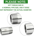 TAISHER 2PCS 304 Stainless Steel Pipe Fittings, 1" NPT Male Threaded, 2" Length Weld Nipple Cast Pipe