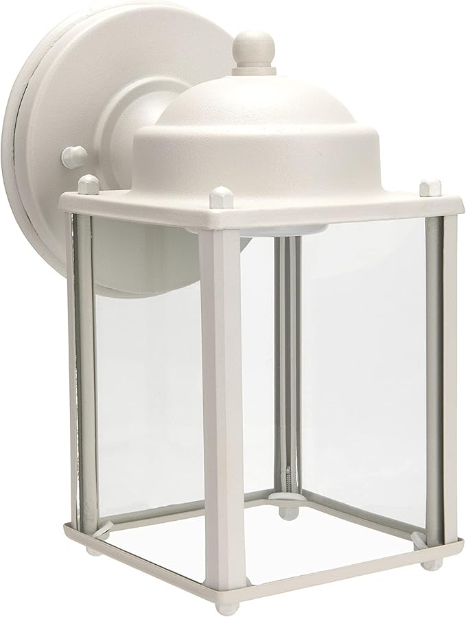 LIT-PaTH Outdoor LED Wall Lantern, Wall Sconce as Porch Lighting Fixture, 5000K Daylight White, 9.5W 800 Lumen, Aluminum Housing Plus Glass, White Finish-2Pack