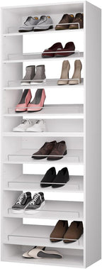 ROOMTEC Modular Closet System, 25.5" Shoe Shelf Closet Tower Wall-Mounted Closet Organizer, Wooden Tower for Walk-In Closets, Wardrobe Storage Kit, White