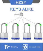 Padlocks Keyed Alike, Pack of 48, Laminated Steel Keyed Lock (1-9/16", 40mm), Padlocks with Same Key, Long Shackle, for Toolbox, Locker & StorageUnit or More