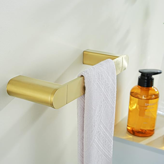 RANDOM 9 inch Brushed Gold Towel Bar Bathroom Gold Towel Holder Kitchen Dish Cloths Hanger Hand Towel Rod/Rack SUS304 Stainless Steel Wall Mounted Towel Rack Brushed Brass 96026-2-9BG.