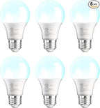 VOLIVO 6 Pack A19 LED Light Bulbs, 4000K, 60W Equivalent,Efficient 9W, 800 Lumens, E26 Base, Energy Saving LED Bulbs, Non-Dimmable, UL Listed and FCC Certified, for Bedroom Living Room Home