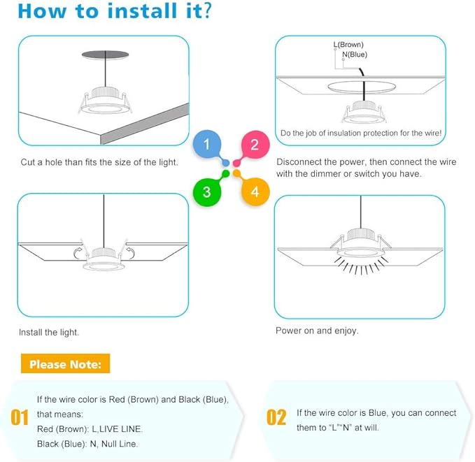2 Inch LED Downlight, Recessed Lighting Dimmable Ceiling Light, 3W, 3000K Warm White, CRI80 with LED Driver(35W Halogen Equivalent), 1 Pack