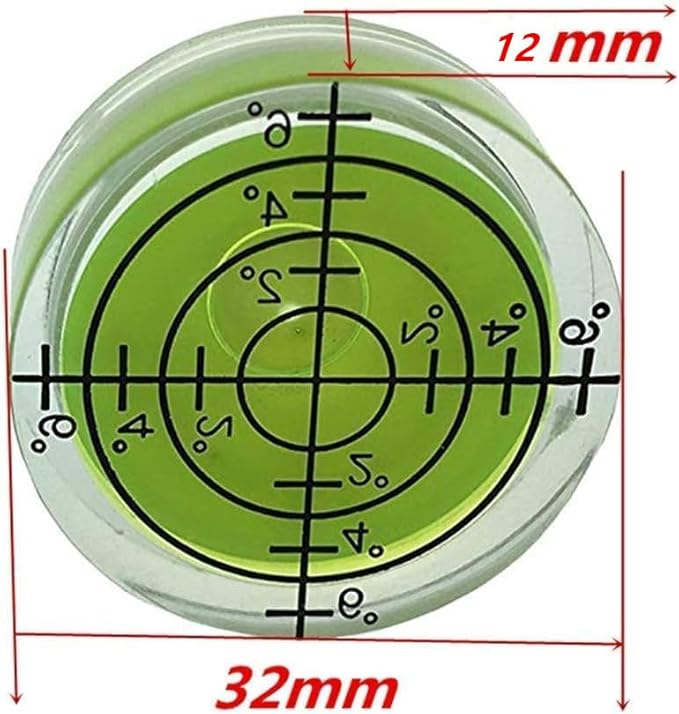 4 Pack Bubble Spirit Level Degree Mark, 32x12mm Circular Bullseye Level Measuring Instruments Spirit Level, Use for Tripod, Phonograph, Turntable ，etc.(32x7mm)