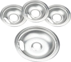 Drip Pan Electric Stove Burner Covers for Whirlpool W10278125 W10196405 W10196406, 4 Pack (3) 6" & (1) 8"