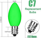 SUNSGNE C7 Ceramic Green Replacement Bulbs, 25 Pack St. Patrick's Day Light Bulb Night Light Candle Bulb, Outdoor String Light Bulbs for St. Patrick's Day Patio Christmas Decor, C7/E12 Base-5 Watt