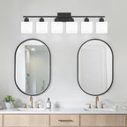 6-Light Black Vanity Lights for Bathroom, Modern Bathroom Vanity Lighting Fixtures Over Mirror, Bathroom Light Fixtures for Bathroom Mirror, Living Room, Hallway, Vanity Table, E26 Base