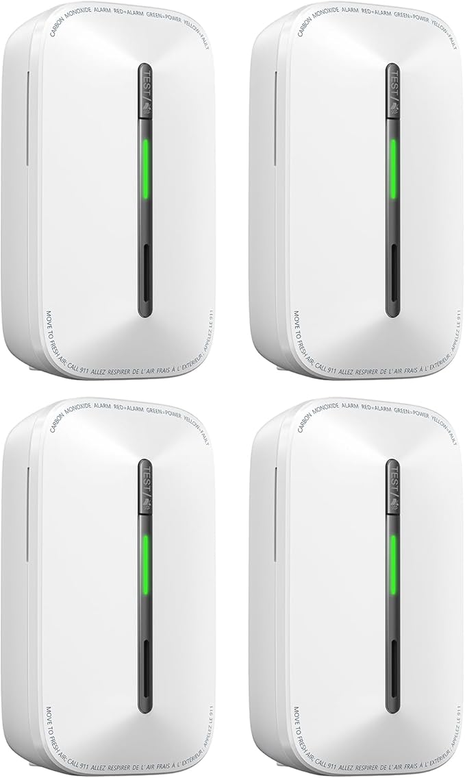 SITERWELL Plug in Carbon Monoxide Detector 10 Year Battery, CO Alarm Detector with Electrochemical Sensor and Sound Warning, AC Powered Portable Carbon Monoxide Detector for Home Office Travel,4-Pack