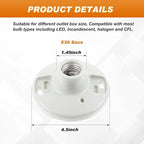 2 Pcs Porcelain Light Socket with Pull Chain White Bulb E27/E26 Socket Porcelain Outlet Box Mount Ceiling Light Fixture for Indoor Garage Closet Lighting