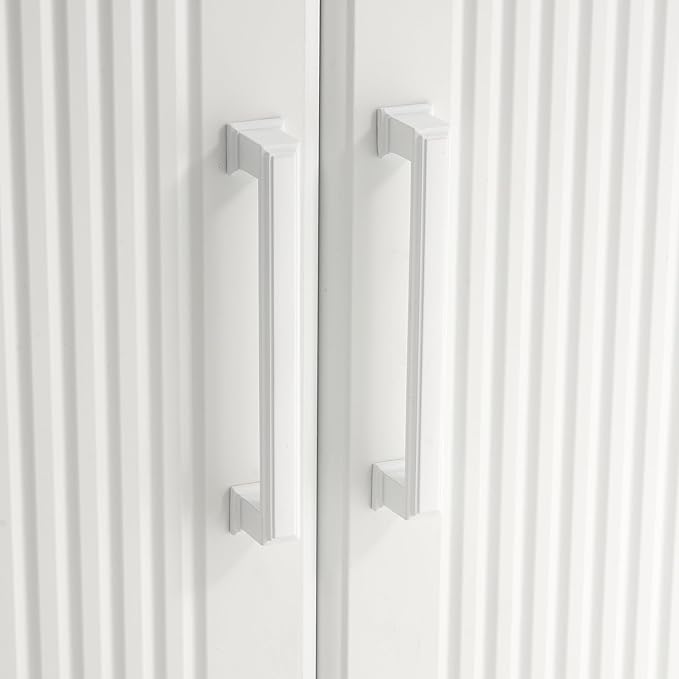 10 Pack 5 Inch(128mm) Hole Center Matte White Modern Cabinet Pulls Kitchen Cabinet Handles Kitchen Cabinet Hardware Timeless Drawer Pulls for Dresser Cupboard Wardrobe, Matte White(5x10)