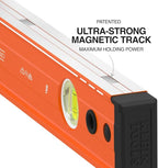 Klein Tools 93548MAG 48-Inch Box Level, Magnetic Box Beam Bubble Level, 3 Vials, High Visibility Orange, Aluminum Body, V-Groove and Magnet Track