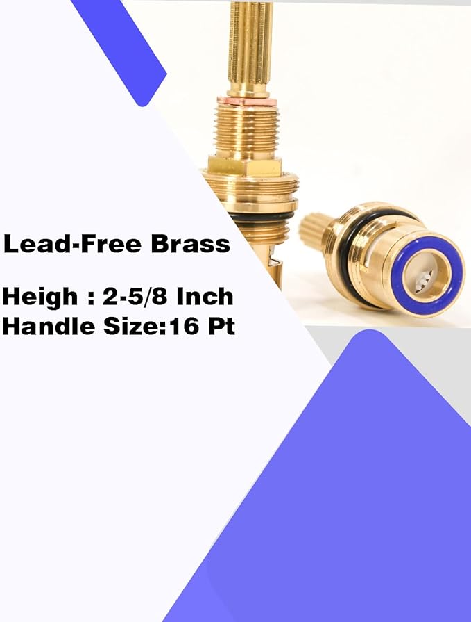 1-001 & 1-002 Ceramic Valve Set, Lead-Free Brass, Replacement Newport Brass Hot and Cold Cartridge, Kingston KSRPL5000HC & CC, For Use With Widespread Faucet and Deck Mounted Pot Filler Faucet