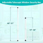 Window Security Bar, 2-in-1 Adjustable 17.9 to 51 Inch Slidingdoor Security Bar Security Bar for Home Pet Children Women Security Balcony Sliding Door Patio Door Security Apartment Window White