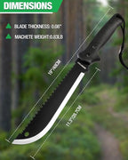 MOSSY OAK Machete with Saw, 19" Sharp Machete with Sheath, Ergonomic No-Slip Handle, Machetes for Bushcraft, Outdoor Hunting, Garden Cutting Trees and Yard Work