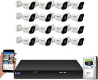 GW Security 16 Channel NVR UltraHD 4K Face Recognition NDAA & TAA Compliant Security Camera System with 16 x 8MP @25FPS Outdoor & Indoor PoE Bullet Cameras, 10 Smart AI Functions