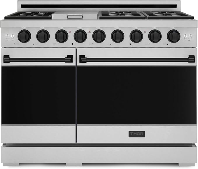 Gordon Ramsay by THOR Kitchen 48 Inch Professional Liquid Propane Range with Tilt Panel Touch Control in Stainless Steel/Black