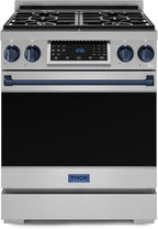 Gordon Ramsay by THOR Kitchen 30 Inch Professional Gas Range with Tilt Panel Touch Control in Stainless Steel/Navy Blue