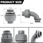 1-1/2 inch Liquid Tight Connector PVC Flexible Conduit Connector, 180 Degree and 90 Degree UL Listed, Non-Metallic Electrical Conduit Fittings 6 Pack(4 pcs 180D/2 pcs 90D)