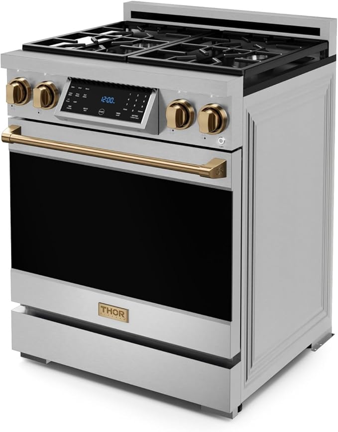 Gordon Ramsay by THOR Kitchen 30 Inch Professional Gas Range with Tilt Panel Touch Control in Stainless Steel/Bronze