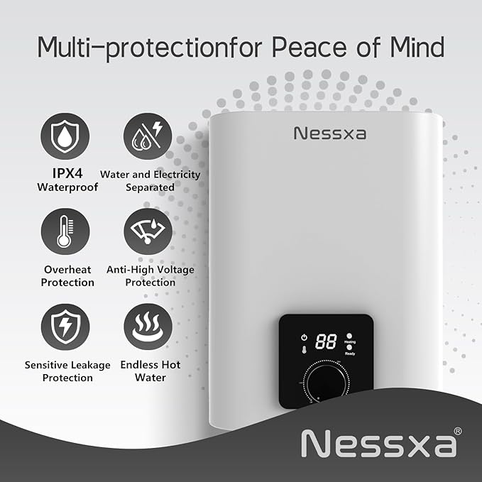 2.65 Gallon Electric Mini Tank Water Heater, 110V 1500W Point of Use On Demand Under Sink Instant Hot Water Heater for Home Kichen Bathroom