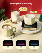 Maestri House Mug Warmer, Electric Coffee Cup Warmer for Desk with 3-Temp Settings,Auto Shut Off, Constant Temperature Heating for Beverage, Milk, Tea and Hot Chocolate at Home & Office (Gold)