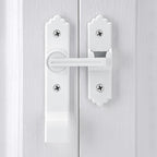 180 Degree White Barn Door Lock, Flip Gate Latch with Handle, Heavy Sliding Door Latches, Door Security Sliding Latch Lock for Cabinets, Bathroom, Garden, Window, Garage