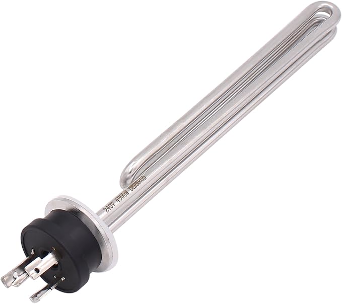 DERNORD 240V 4500W Tri-clamp Foldback Heating Element Stainless Steel Immersion Water Heater with 3-Wire Electrical Locking Plug (1.5 Inch Tri clamp)