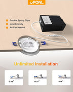 24 Pack LED Recessed Lighting 4 Inch with Junction Box, 5CCT Ultra-Thin Recessed Light, 700LM High Brightness, Dimmable Canless Wafer Ceiling Light, 8W, FCC&ETL