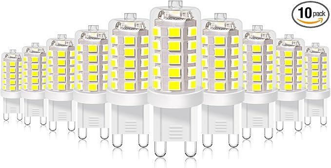 BUBO G9 LED Bulb 6000K Daylight 430 Lumens, 3W Equivalent 40W T4 G9 Halogen Replacement, 360°Beam Angle 120V Non-Dimmable No-Flicker G9 Light Bulbs for Crystal Chandelier Lighting, 10 Pack