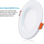 TORCHSTAR 12-Pack 4 Inch 5CCT LED Recessed Lighting with Night Light, Anti-Glare Baffle Trim, 2700K3000K3500K4000K5000K, High CRI90, 9W Dimmable Ultra-Thin Canless Wafer Downlight, ETL