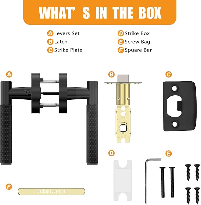 Amerdeco 3 Pack Matte Black Door Handles Interior, Knurled Privacy Door Handles with Lock,Heavy Duty Black Door Lever for Bedroom or Bathroom,Reversible Keyless for Left Right Handed Doors