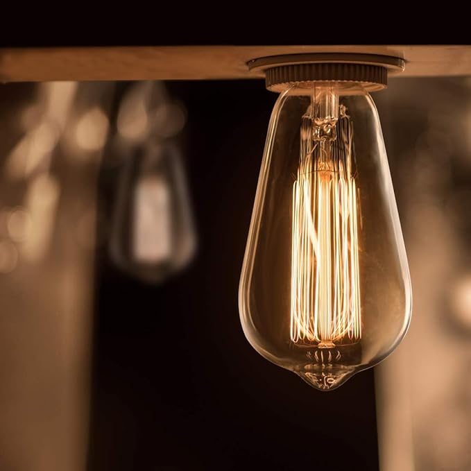 LUXON 8-Pack Edison Bulbs,Antique Vintage Style,Incandescent Light Bulb,Dimmable,Amber Warm 60W E26 Base for Wall Sconce Chandelier Retro Fixture