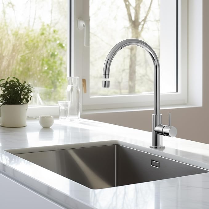 Hibbent NSF/ANSI/CAN 61 Certified Faucet Aerator, CUPC Certification 360° Swivel Kitchen Faucet Aerator, 2 Flow Sprayer Modes Water Saving Faucet Extender-55/64"-27UNS Female Thread/Polished Chrome