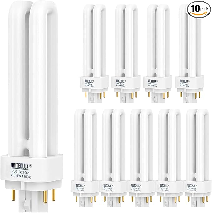 120V/60HZ/4100K PLC-13W 4 Pin G24q-1,Double Tube, ETL Listed Compact Fluorescent Light Bulb-Replaces Sylvania 20671 CF13DD/E/835-Philips 38327-3 PL-C 13W/4P/ALTO & GE 97596 F13DBX/ECO4P. Nice Gifts
