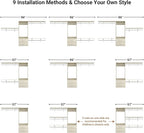 Cyclysio 8 FT Hanging Closet Organizer, 96 Inch Closet Organizer and Storage with 4 Adjustable Rods and 3 Shelving Towers, Wardrobe with Drawers for 4-8FT Spaces(Cut-to-Fit), Oak