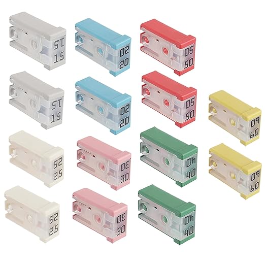 15A 20A 25A 30A 40A 50A 60A 32V Mini Slotted Automotive MCASE Shaped Cartridge Fuse Kit(Pack of 14pcs,2 for Each Model)