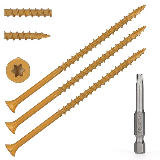 Wood Screws #10 x 4’’, T25 Star Torx Drive Flat Head Deck Screws, Tan, 52Pcs (1lb)