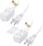 [UL Listed] Cable Matters 2-Pack 16 AWG 2 Prong Extension Cord 6 ft, 13A 3-Outlet Extension Cords with Tamper Guard, 13 Amp, 1625 Watts, White