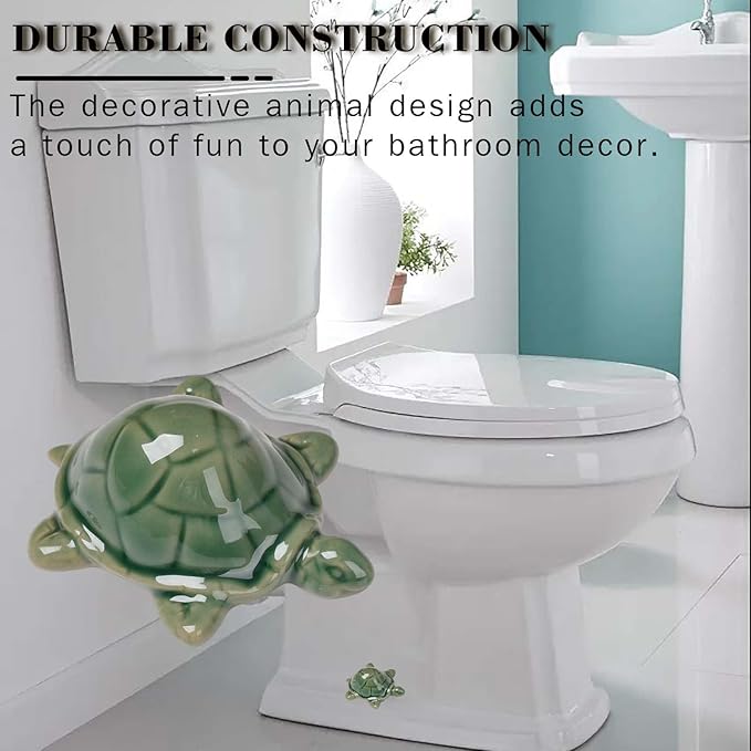 Toilet Bolt Caps, Turtle Ceramic Bolt Covers,Fun and Cute Bathroom Decor for Easy Installation Decorative Covers for Toilet (Green turtle 2pcs)