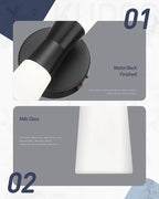 kudos Wall Sconces 16inches Black Vanity Light Fixtures, Modern Sconces Wall Lighting with Milk White Glass, Dimmerable 3000K/4000K/5000K for Bathroom Bedroom, KDVL13-BK