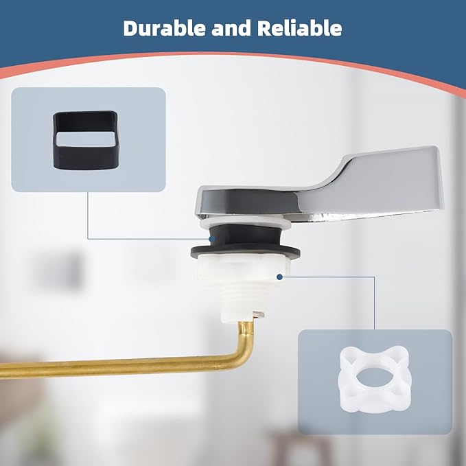 iFealClear Universal Metal Toilet Handle Replacement, Front Mount Toilet Flush Trip Lever Compatible with American Standard/Mansfield/TOTO/Kohler Toilets, Stainless Steel Flapper Chain, Chrome