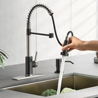 Touch-Less Kitchen Faucet, 3 Modes Pull Down Sprayer, LED Temperature Control,Ceramic Valve, 360-Degree Rotation, 1 or 3 Hole Deck Plate. 10-Year Warranty.(KW-79NR, Brushed Nickel/Black)