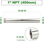 TAISHER 1PCS 304 Stainless Steel Pipe Fittings, 1" NPT Male Threaded, 16" Length Weld Nipple Cast Pipe