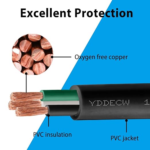 100ft 14/3 14 AWG Portable Power Cable (3 Conductor) - SOOW 600V 14 Gauge Electric Wire for Motor Leads, Portable Lights, Battery Chargers and Machinery - 3 Conductor - 100 Feet Electrical Cord