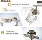 2-Light Wall Sconce Spotlight with Seeded Glass Shade, Modern Brushed Nickel Ceiling Track Lighting for Hallway Bathroom