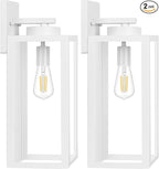 Large Size Outdoor Wall Light Fixtures, Exterior Lighting Fixtures Porch Sconces Wall Mounted, Waterproof White Outdoor Wall Lanterns Lamps, Outside Lights for House Patio Front Door Entryway, 2-Pack