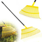 Garden Leaf Rake, 18” Wide Metal Rake with 25 Teeth, 62" Adjustable Long Handle, Heavy Duty Lawn Yard Tool for Leaves, Grass, Shrubs, Debris, Pine Needles, Garden Cleanup Tools for Backyard